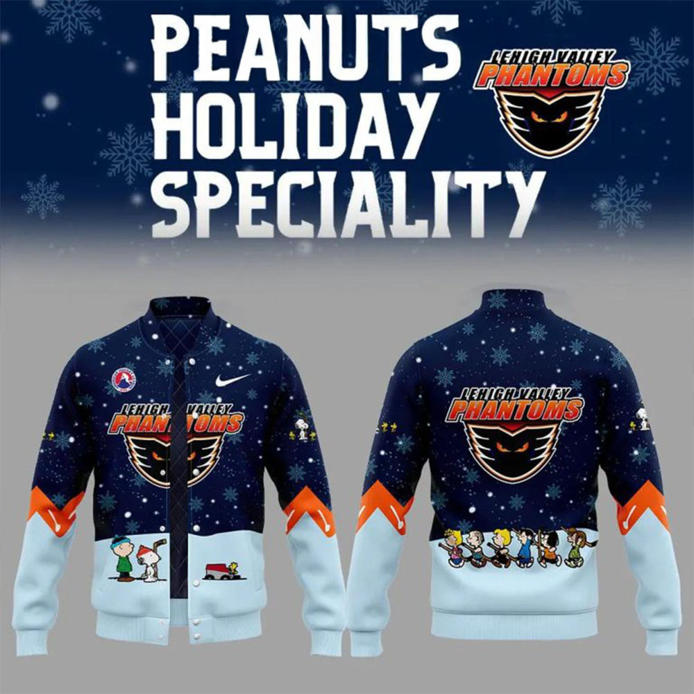 Lehigh Valley Phantoms Peanuts Snoopy Celebrating Christmas Night Baseball Jacket Fans Gifts-1