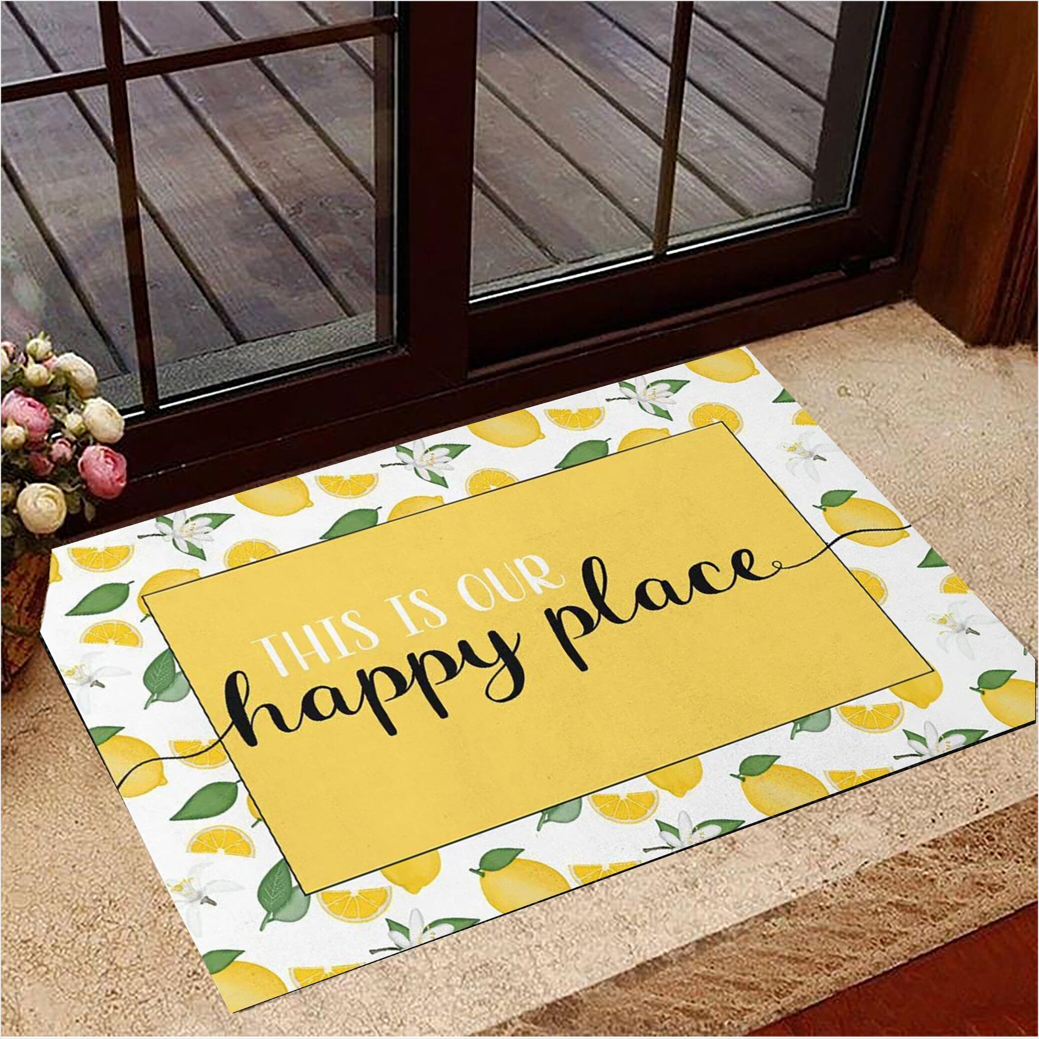 Lemon Doormat This Is Our Happy Place Lemon Front Door Mat For Home Decorative Gifts For Fans-1