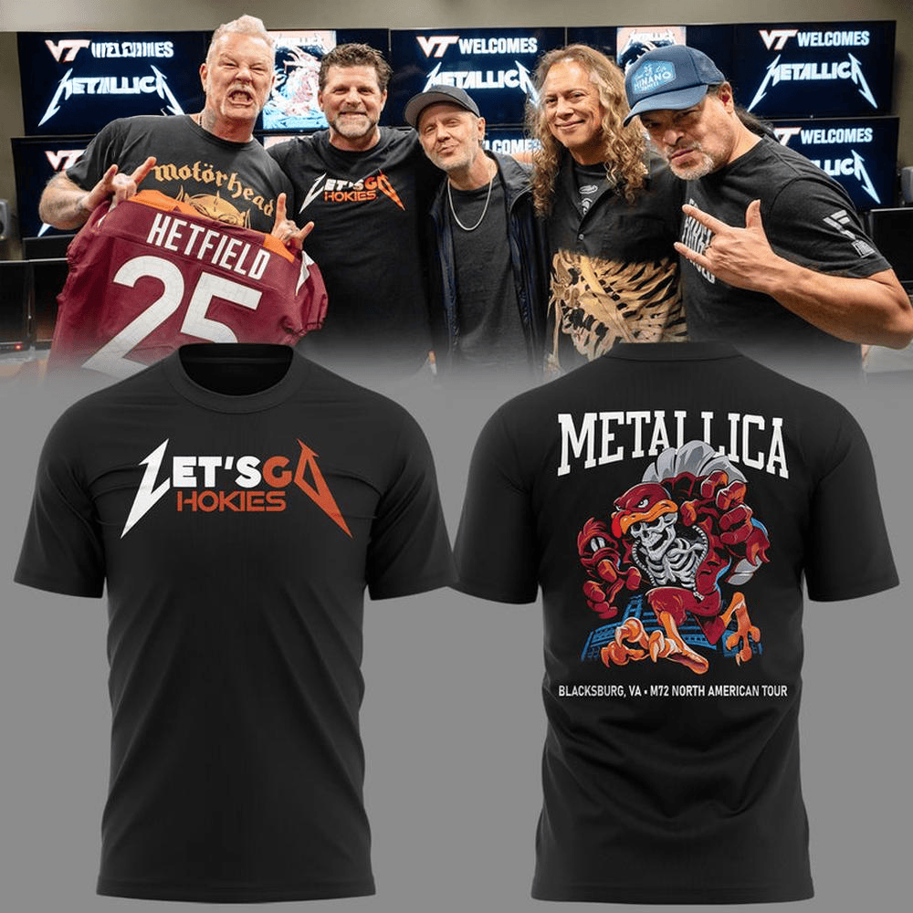 Let's Go Hokies Metallica x Virginia Tech T-Shirt Metallica Virginia Tech Merch Dad Gifts-1