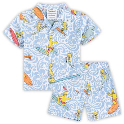 Light Blue The Simpsons Cowabunga Hawaiian Shirt And Shorts Aloha Shirt Father's Day Gifts-1