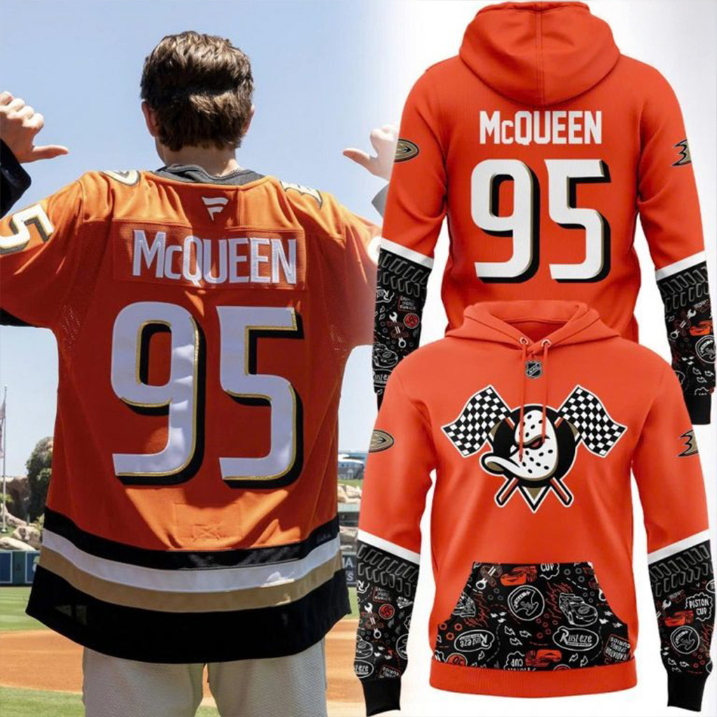 Lightning McQueen x Anaheim Ducks Special Hoodie Gift Ideas For Hockey Fans-1