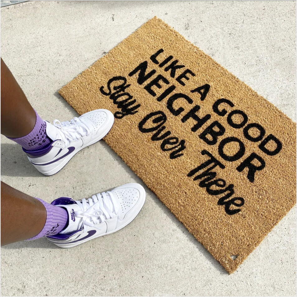 Like A Good Neighbor Stay Over There Doormat Funny Sayings Door Mats For Front Door-1