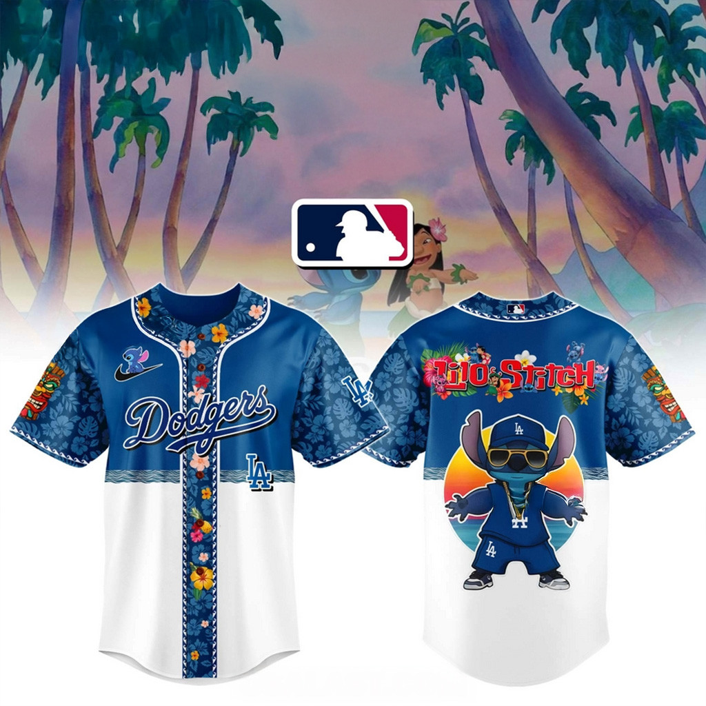 Lilo And Stitch x Dodgers MLB All Team Floral Jersey Dodgers Merch Baseball Lover Gift Ideas-1