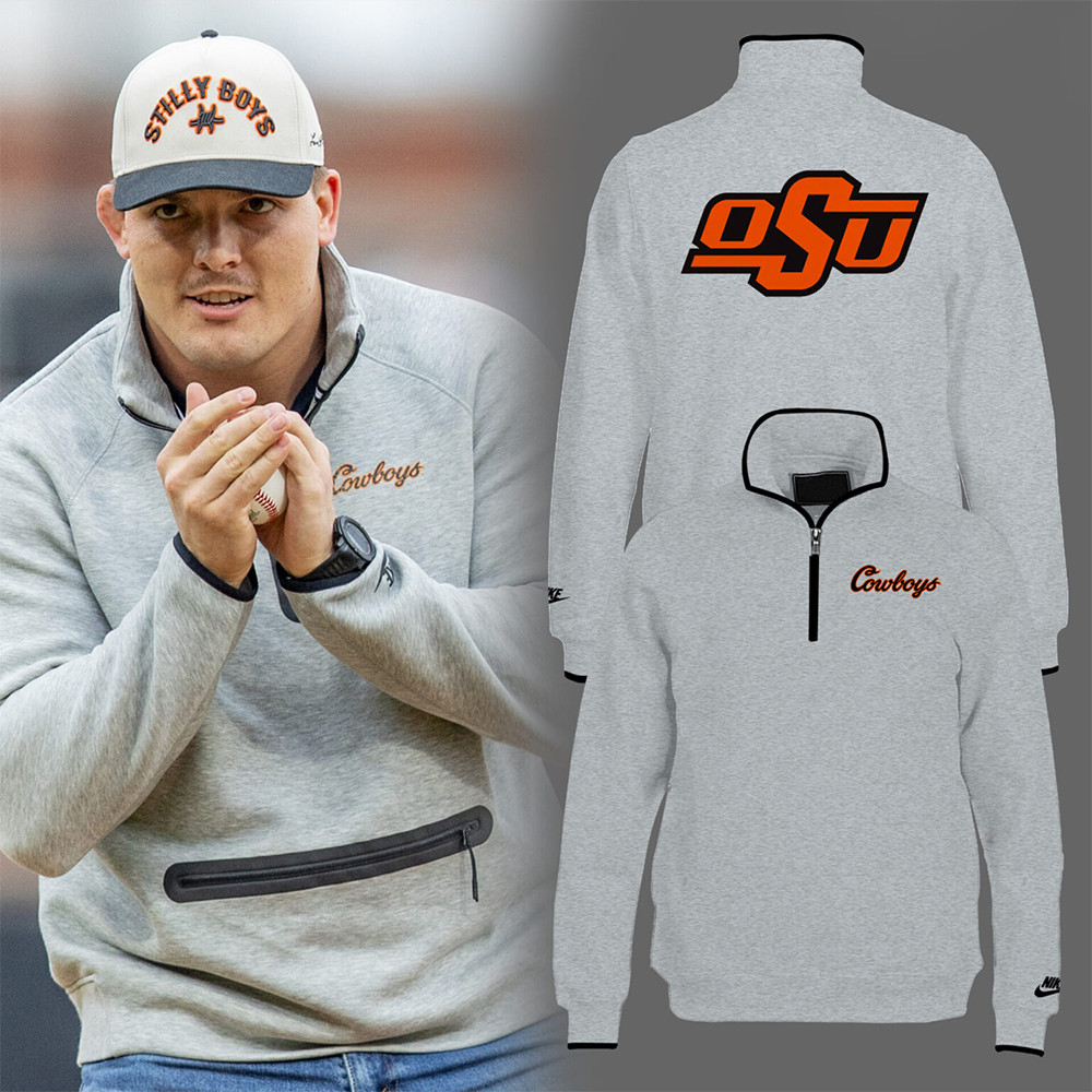 Limited Edition OSU Cowboy Gray Pullover Quarter Zip Gift For Father-1