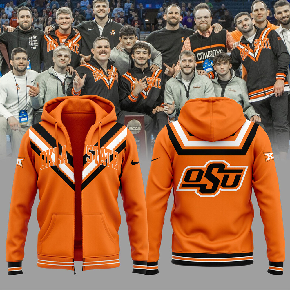 Limited Edition OSU Cowboy Wrestling Orange Zip Hoodie-1