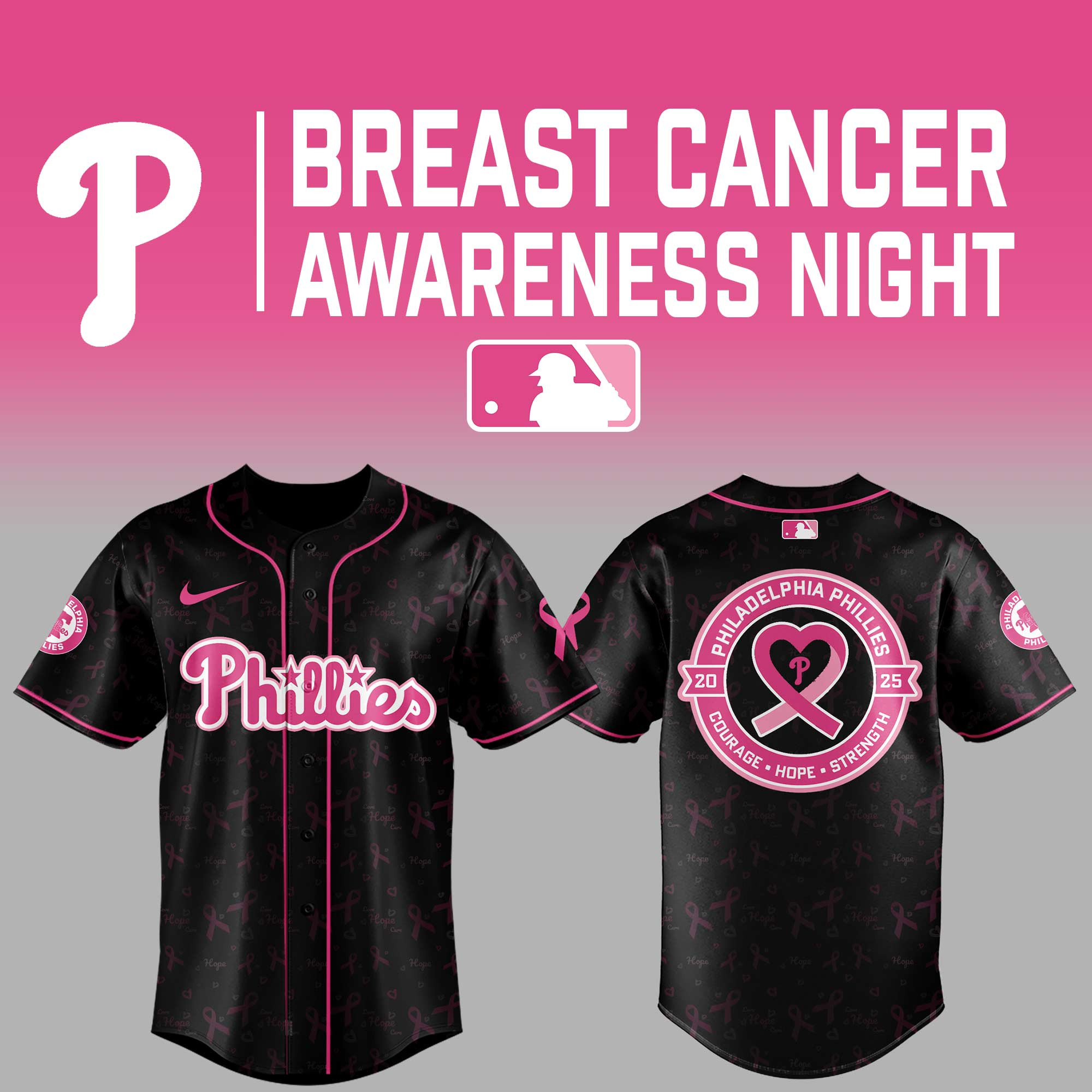 Limited Edition Phillies X Cancer Awareness Night 2025 Jersey Gift Ideas For Football Lovers-1