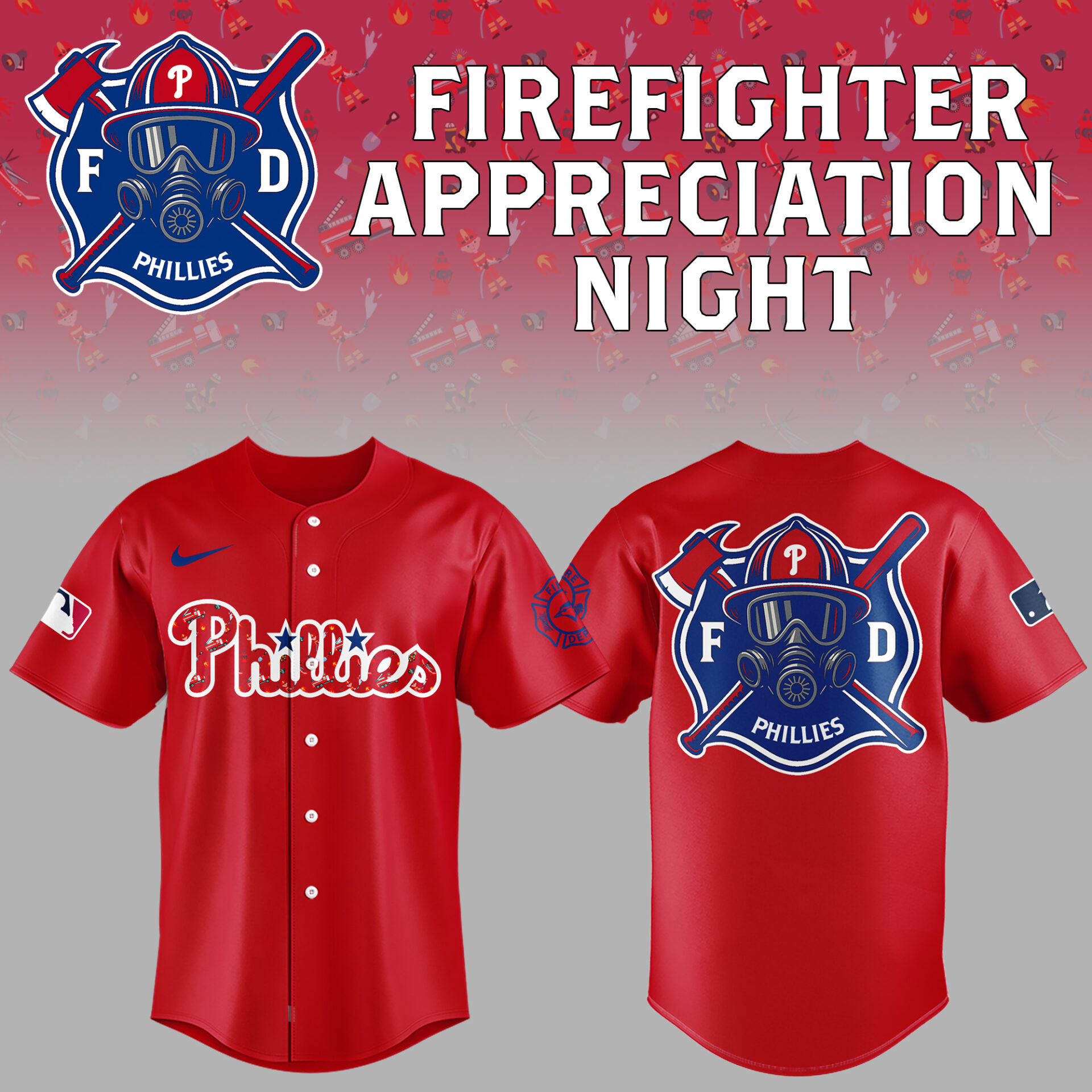 Limited Edition Phillies X Firefighter Appreciation Night Jersey Unique Gifts For Football Fans-1