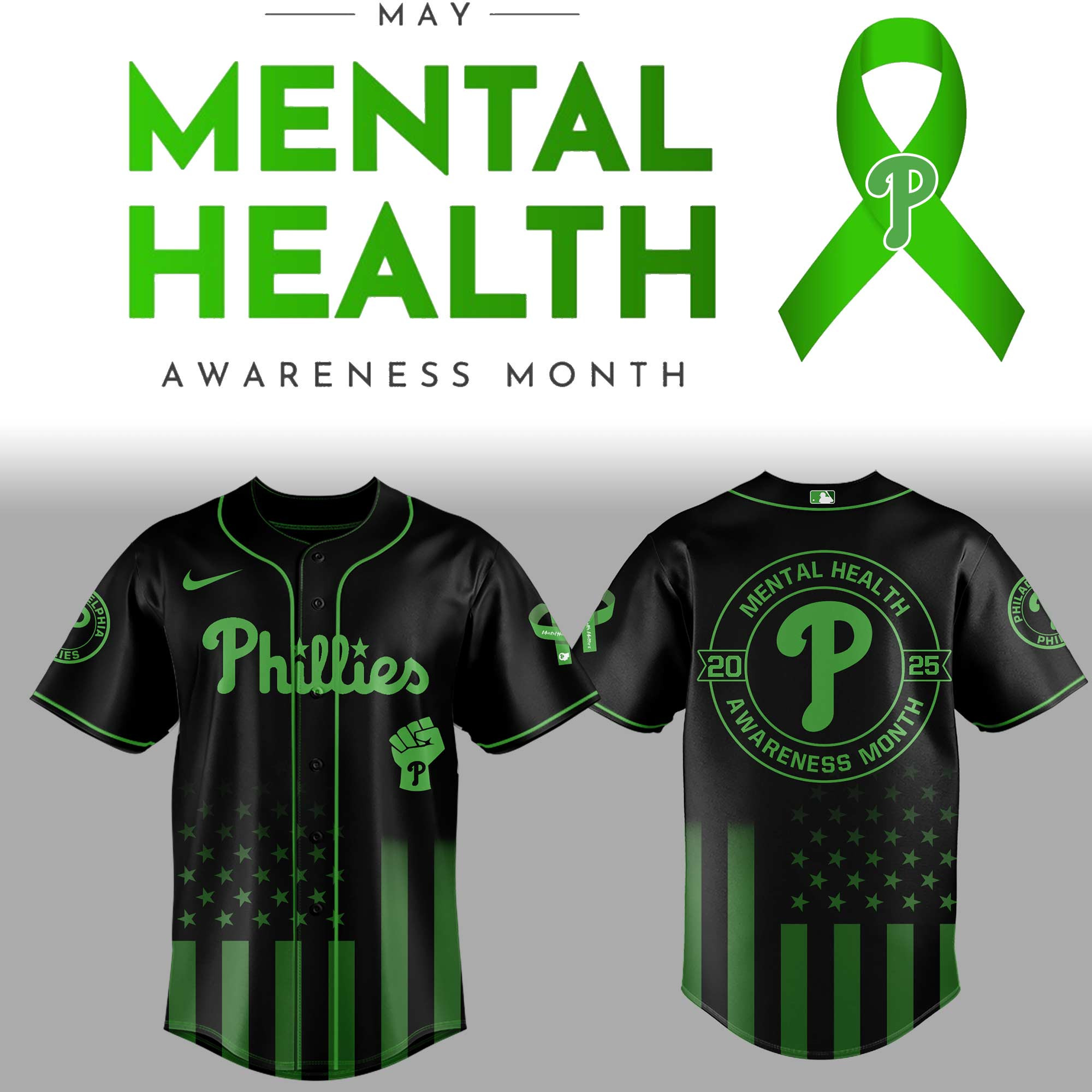 Limited Edition Phillies X Mental Health Awareness Month 2025 Jersey Gifts For Football Fans-1