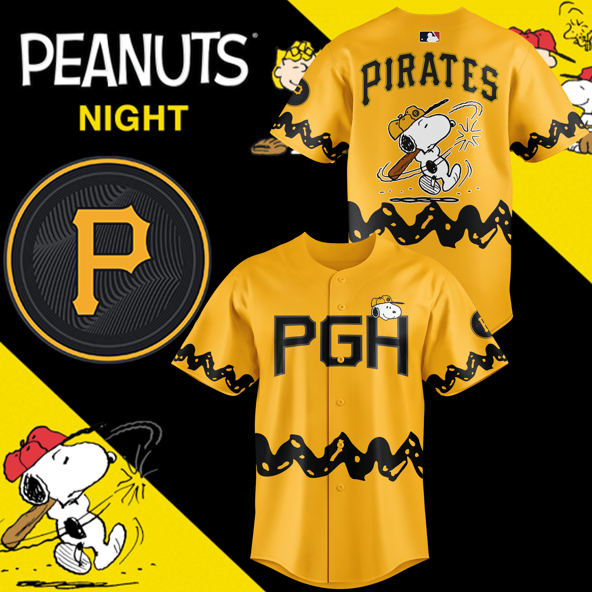 Limited Edition Pittsburgh Pirates X Peanuts Night Jersey Gifts For Baseball Lovers-1
