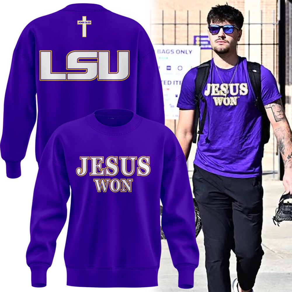 Limited Edition Tigers JESUS WON Purple Sweatshirt 2025-1