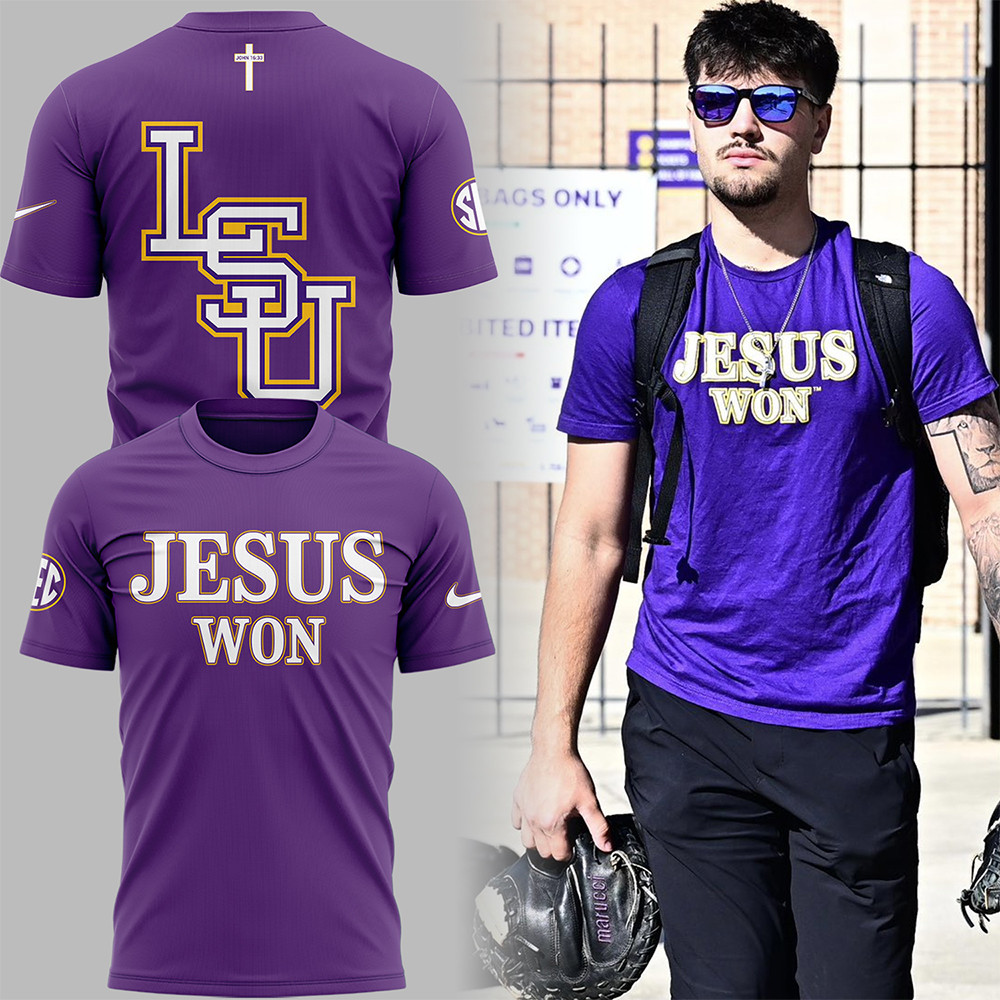 Limited Edition Tigers JESUS WON Purple TShirt Gift For Dad-1