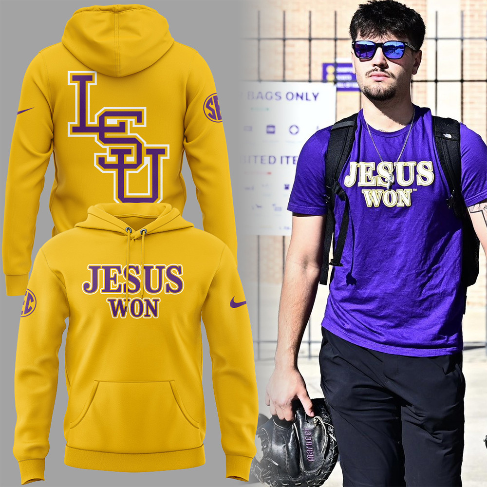 Limited Edition Tigers JESUS WON Yellow Hoodie Gift For Father-1