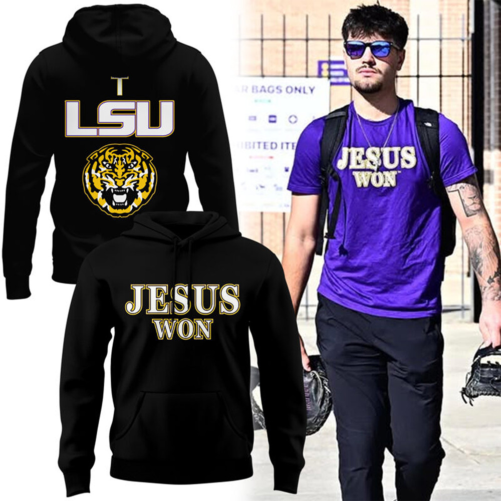 Limited Edition Tigers LSU JESUS WON Black Hoodie-1 Limited Edition Tigers LSU JESUS WON Black Hoodie-1