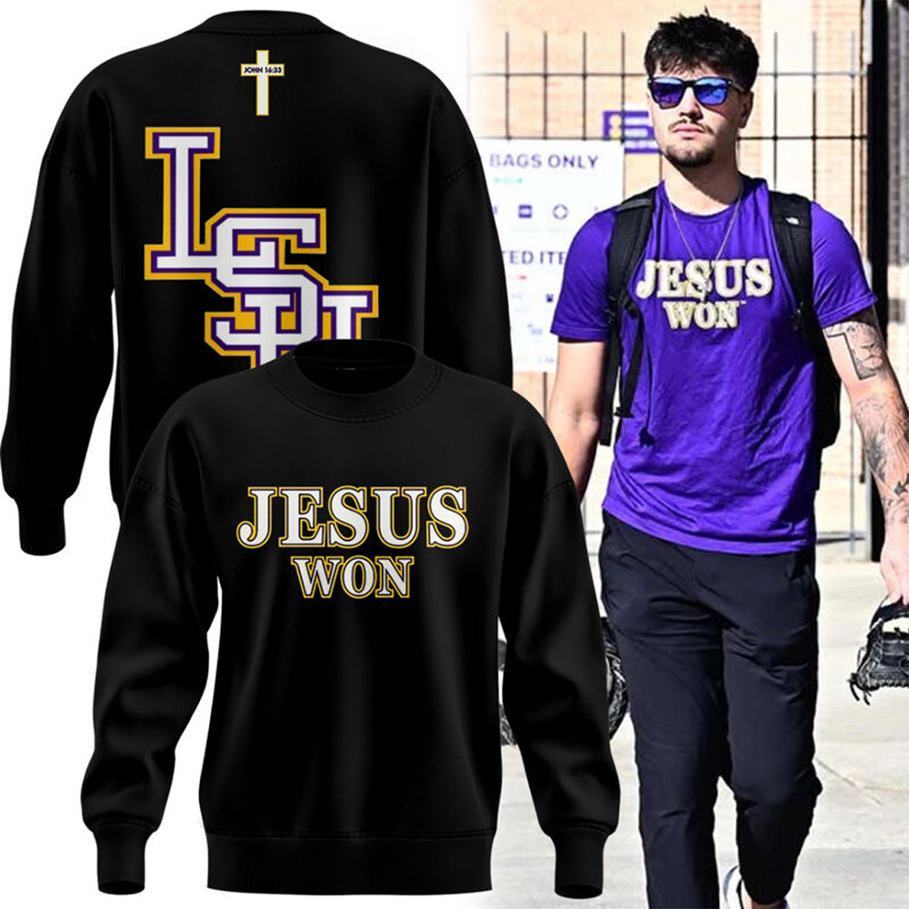 Limited Edition Tigers LSU JESUS WON Black Sweatshirt-1 Limited Edition Tigers LSU JESUS WON Black Sweatshirt-1