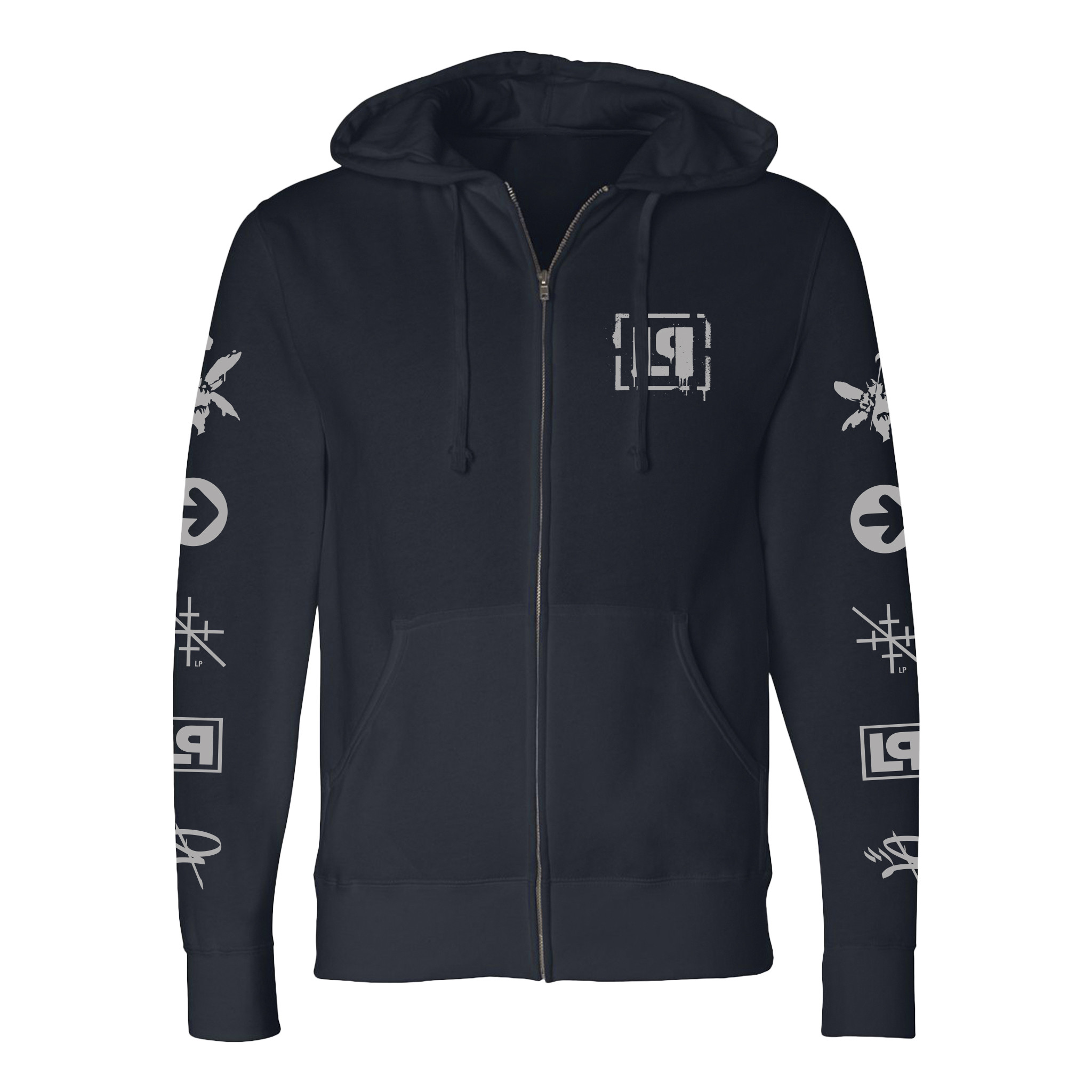Linkin Park Tour Merch Lp Icons Navy Zip Hoodie Unique Fan Apparel-1