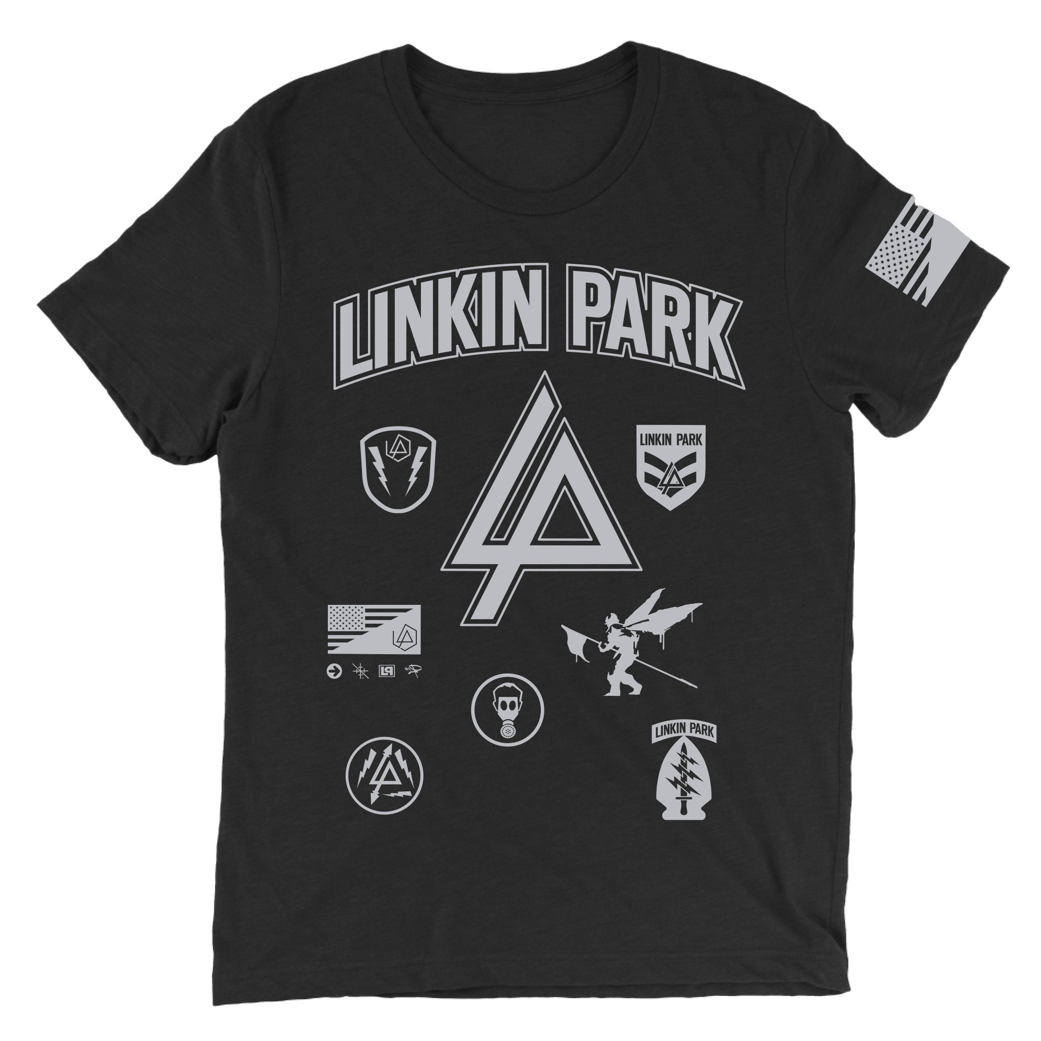 Linkin Park Tour Merch Lp Patches Black Tee Best Casual Streetwear Gift-1