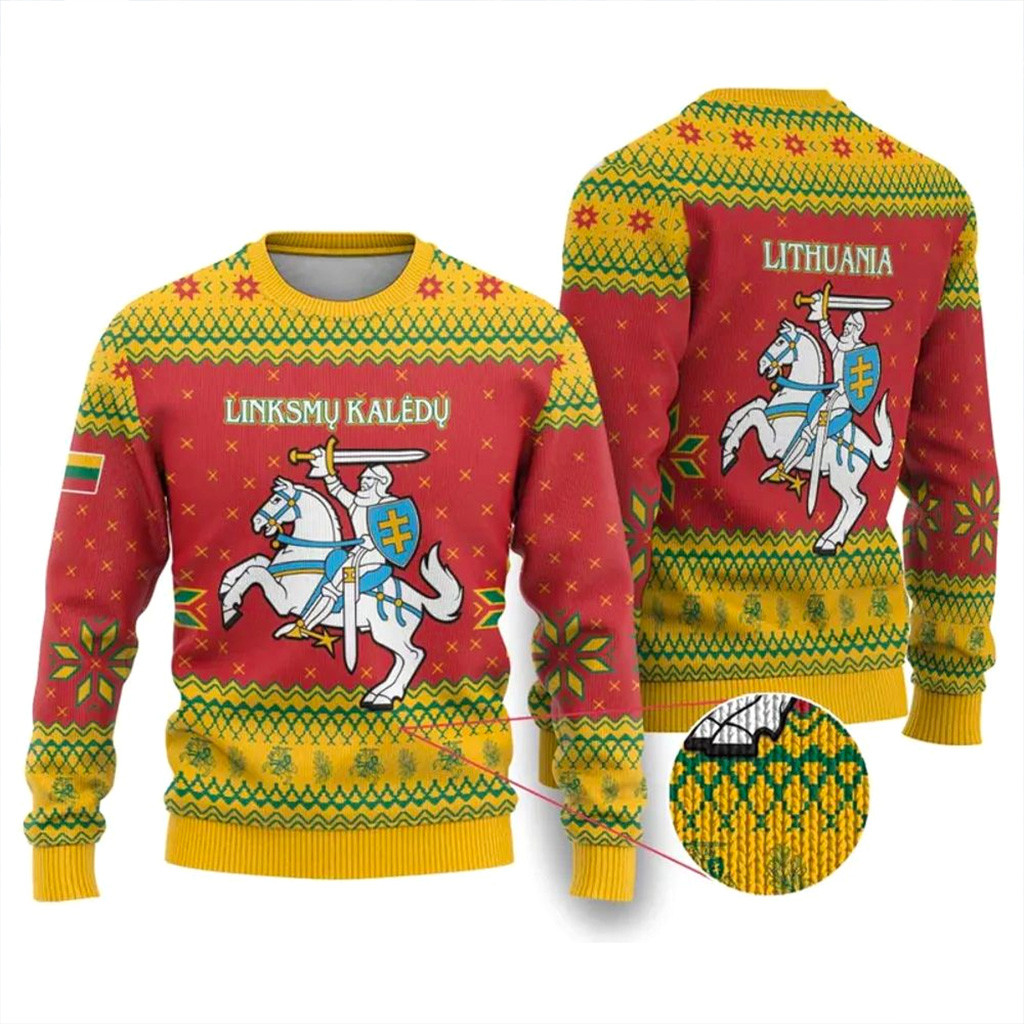 Lithuania Christmas Ugly Christmas Sweater Linksmu Kaledu Sweater Gifts For Xmas-1