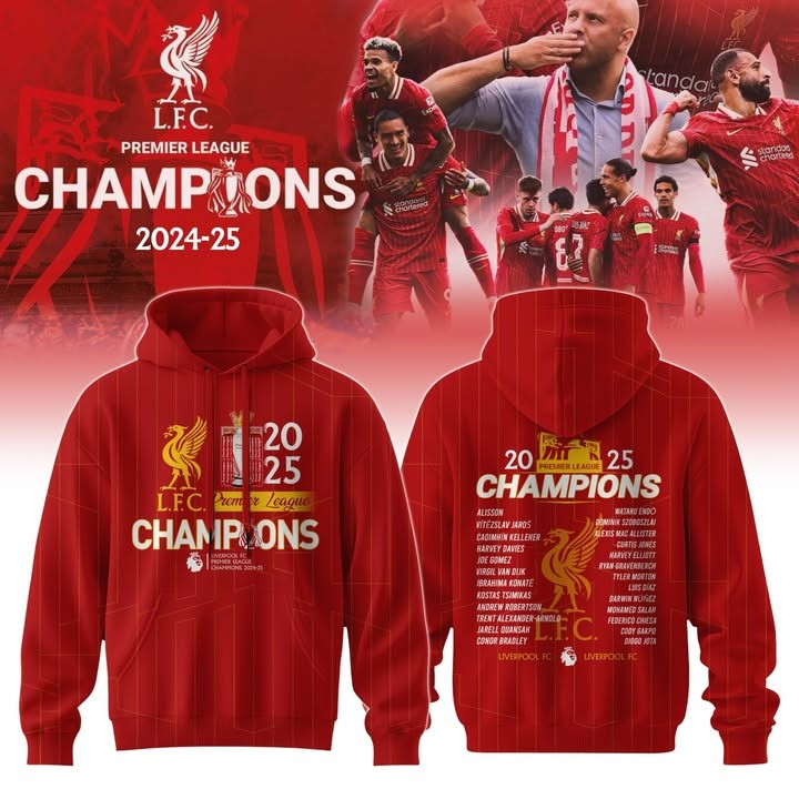 Liverpool FC 2025 Premier League Champions Hoodie Liverpool FC Merch Gifts For Football Lovers-1