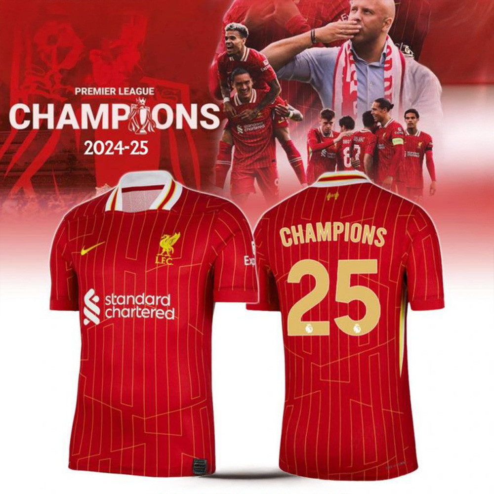 Liverpool FC 2025 Premier League Champions Jersey Liverpool Merch Best Father's Day Gifts For Dad-1