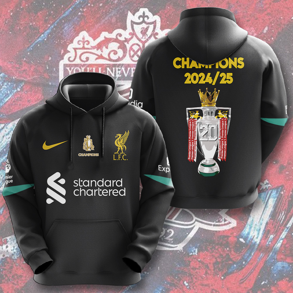 Liverpool FC Champions 2024 25 Hoodie Best Gifts For Football Fans-1