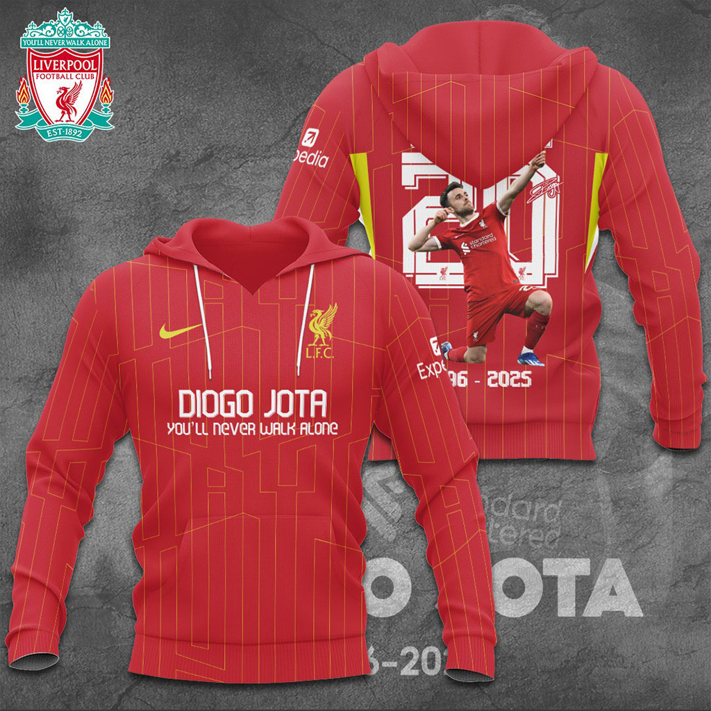 Liverpool FC x Diogo Jota Hoodie You'll Never Walk Alone Hoodie Presents For Football Fans-1 Liverpool FC x Diogo Jota Hoodie You'll Never Walk Alone Hoodie Presents For Football Fans-1