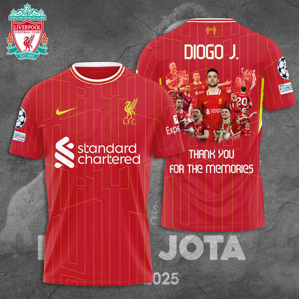 Liverpool FC x Diogo Jota T-Shirt Thanks For The Memories Shirt Football Fan Gift Ideas-1