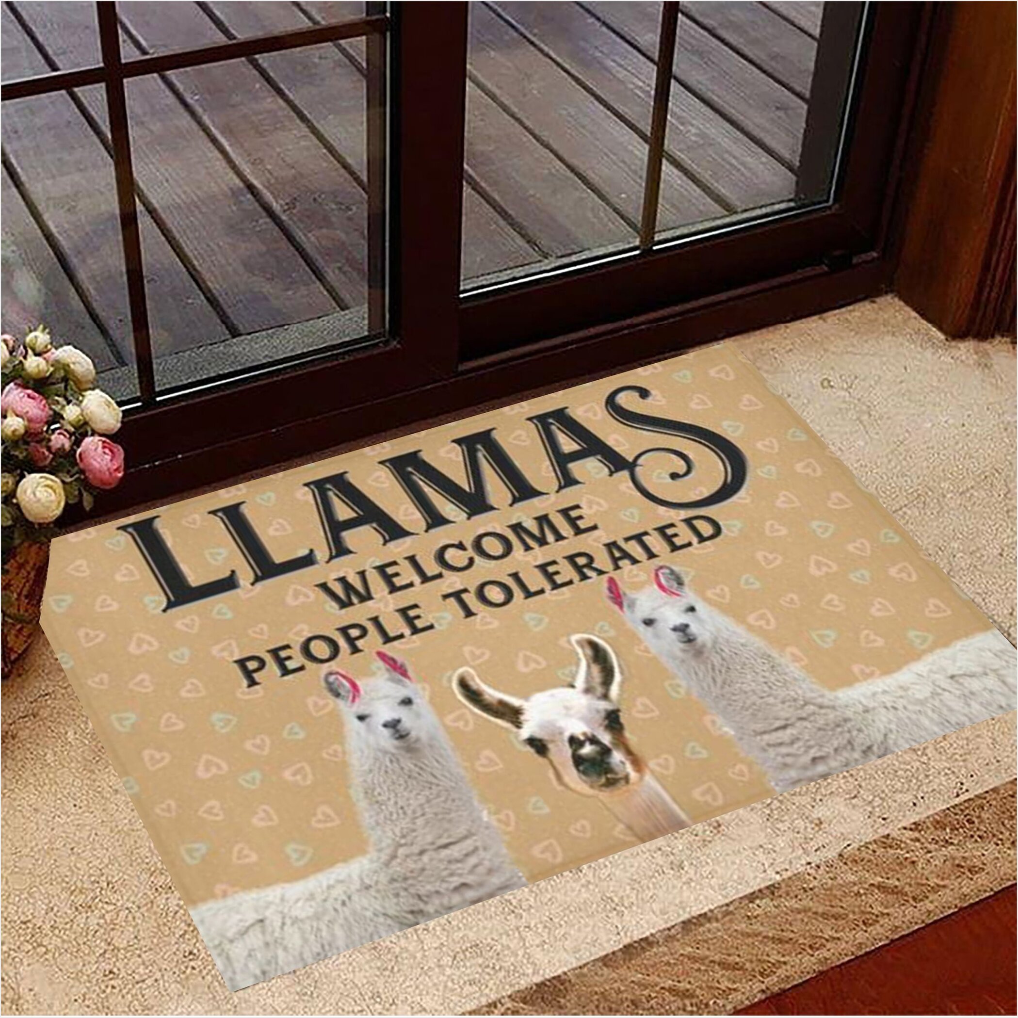 Llamas Welcome People Tolerated Doormat Cute Welcome Mats Housewarming Gift Ideas Gifts For BFF-1