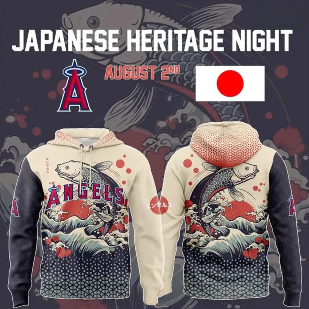 Los Angeles Angels Japanese Heritage Night Koi Wave Hoodie Last Minute Father'sDay Gifts-1