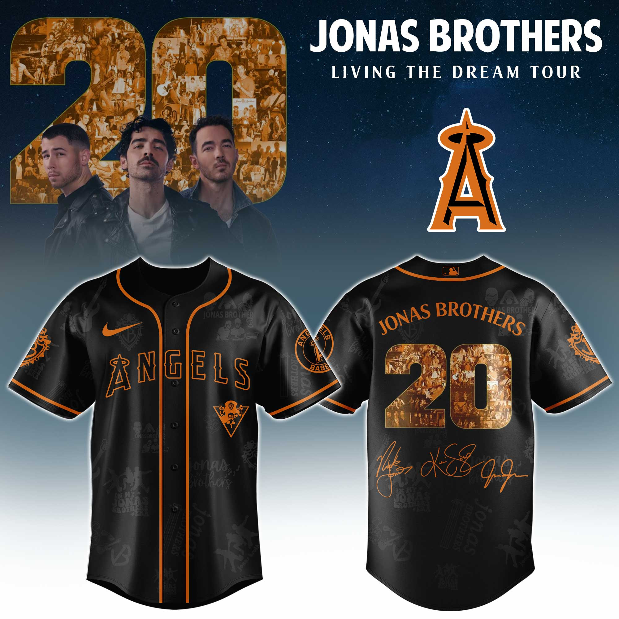 Los Angeles Angels Mlb X Jonas Brothers Tour Personalized Baseball Jersey For Fans-1