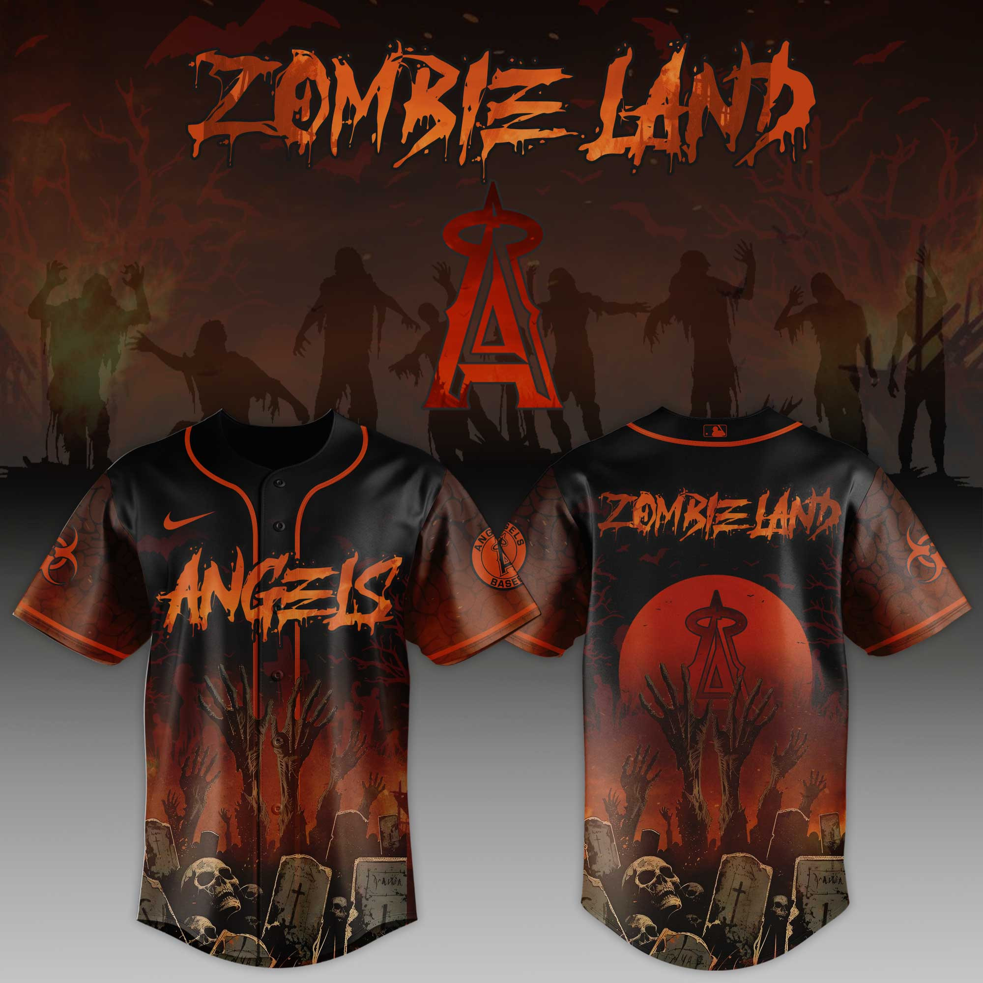 Los Angeles Angels Mlb X Zombie Land Baseball Jersey For Fans-1