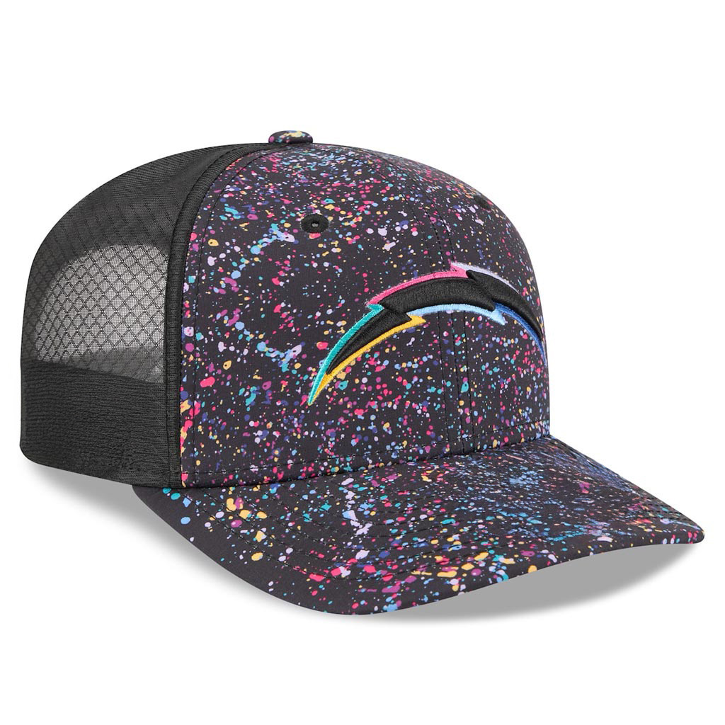 Los Angeles Chargers Crucial Catch NFL Embroidered Trucker Hat 2025 Rainbow Chargers Merch-1