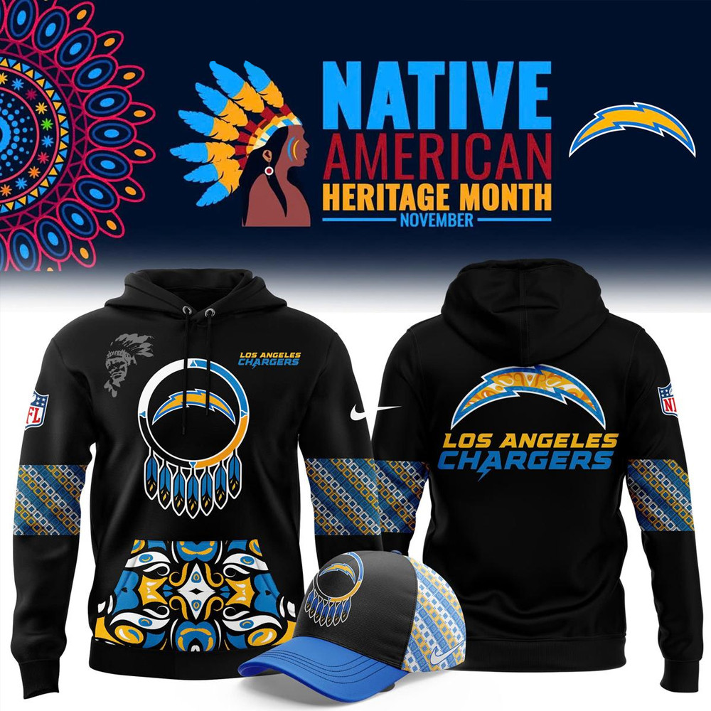 Los Angeles Chargers It's Pride 2024 Native American Heritage Month Hoodie Football Fans Gift-1
