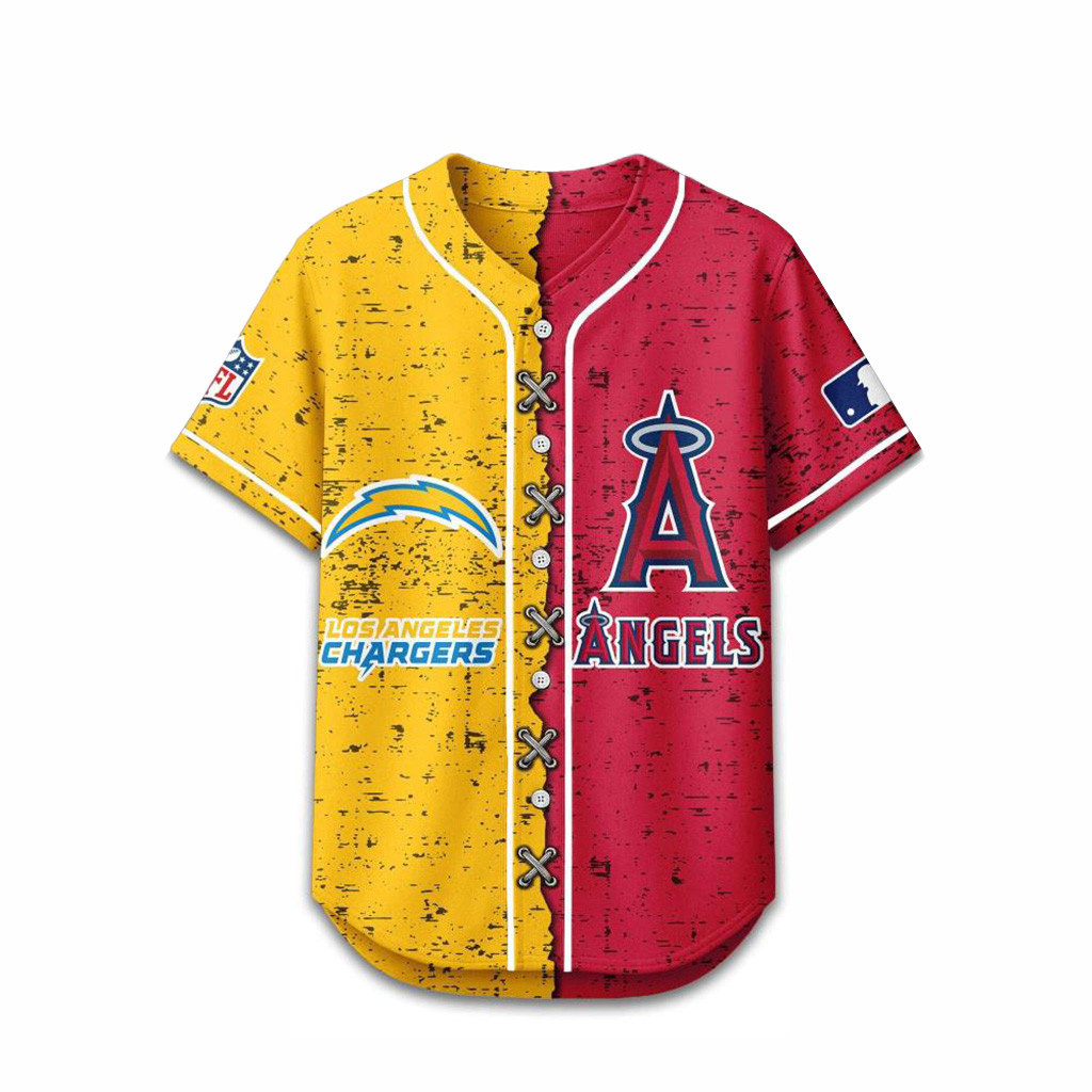 Los Angeles Chargers Mix Los Angeles Angels Sporty New Design Baseball Jersey Fan Merch-1