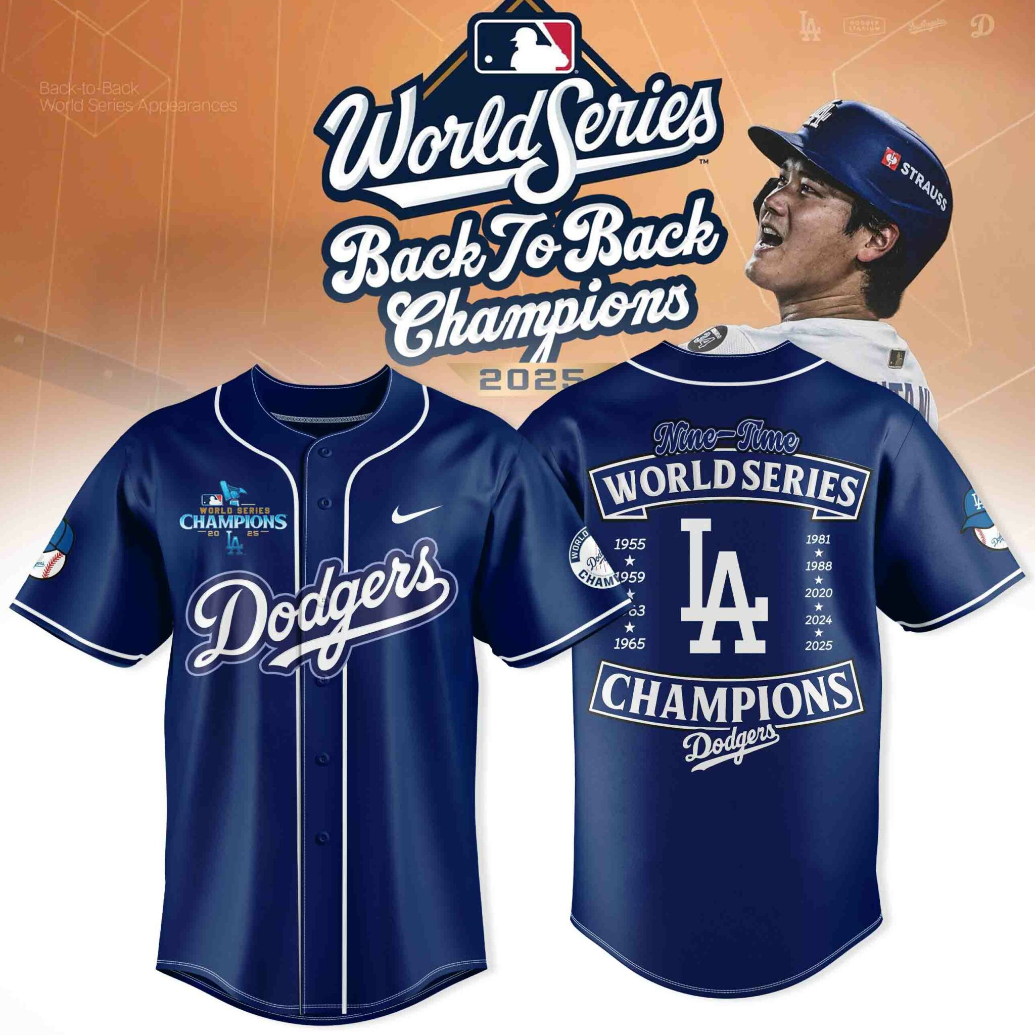 Los Angeles Dodgers 2025 Jersey Back To Back World Series Champions Gifts For Him-1