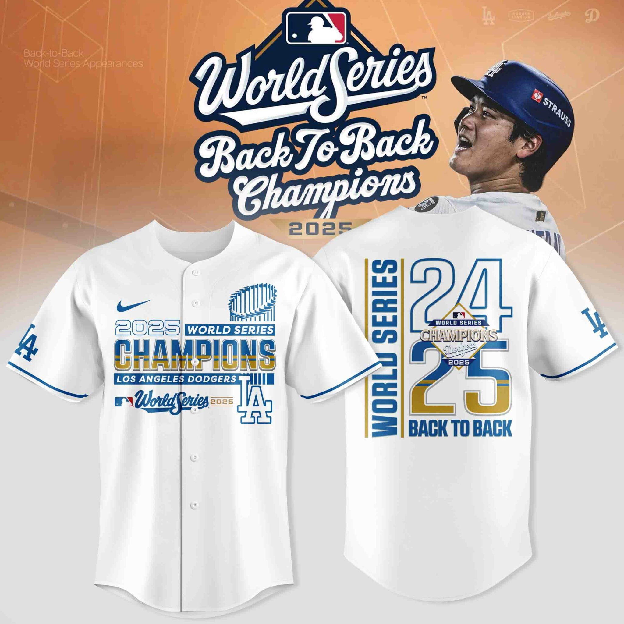 Los Angeles Dodgers 2025 Jersey World Series Dodgers Back To Back Champions Gifts For Him-1