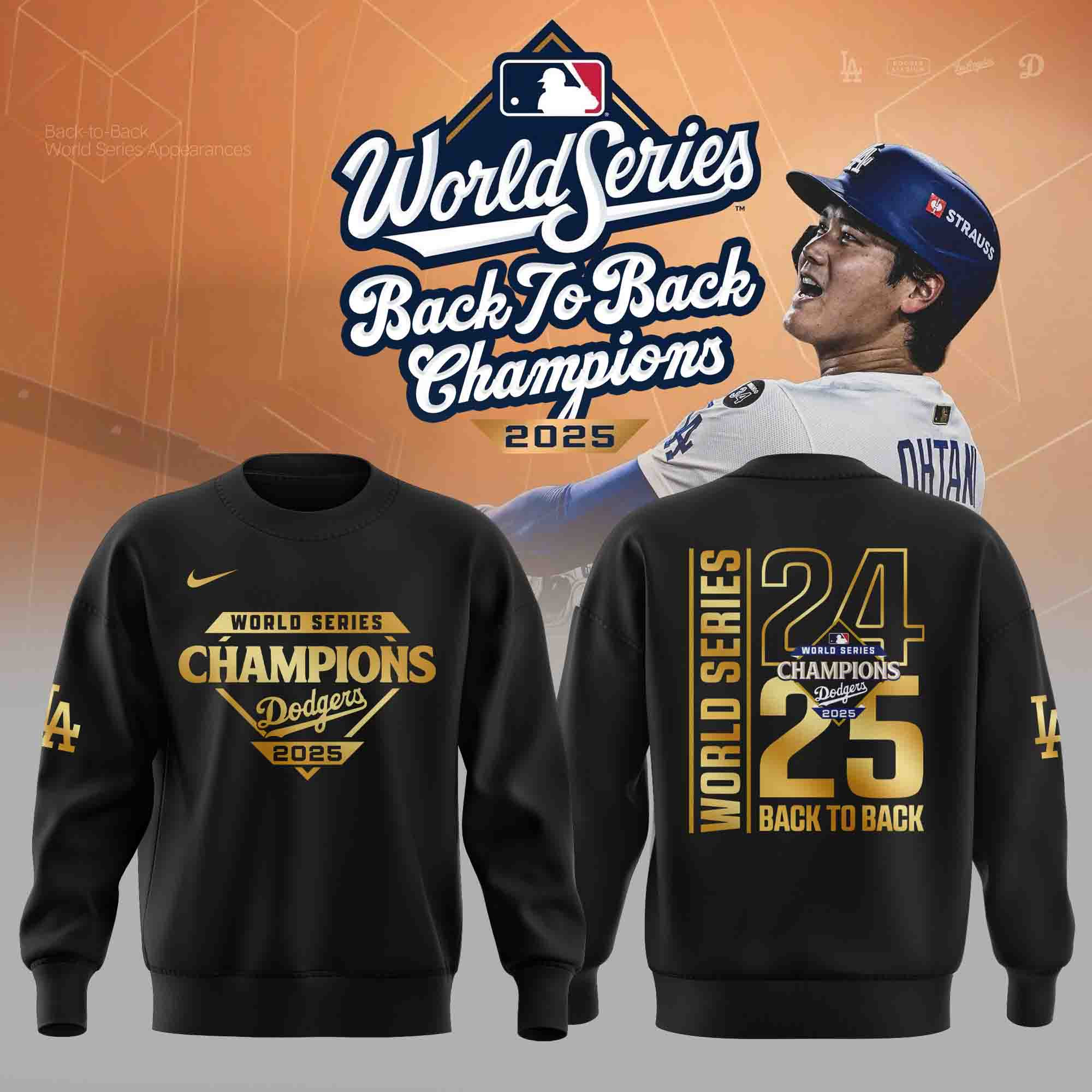 Los Angeles Dodgers 2025 T-Shirt Dodgers Back To Back Champions Baseball Team Gifts-1