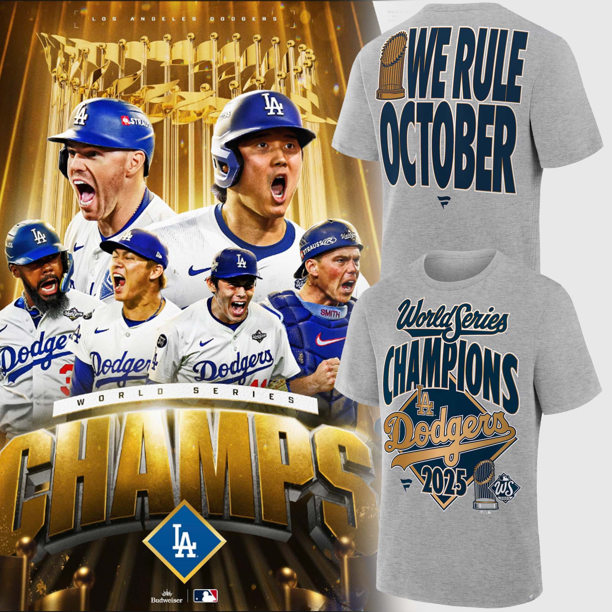 Los Angeles Dodgers 2025 World Series Champions Hoodie We Rule October Dodgers Presents-1 Los Angeles Dodgers 2025 World Series Champions Hoodie We Rule October Dodgers Presents-1