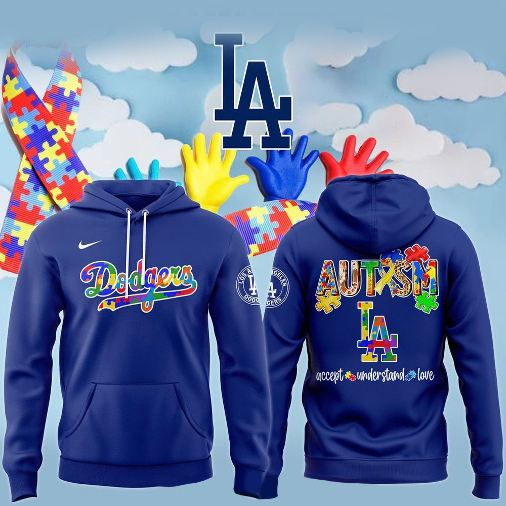Los Angeles Dodgers Autism Awareness 2025 Hoodie Father's Day Gifts For Grandpa-1