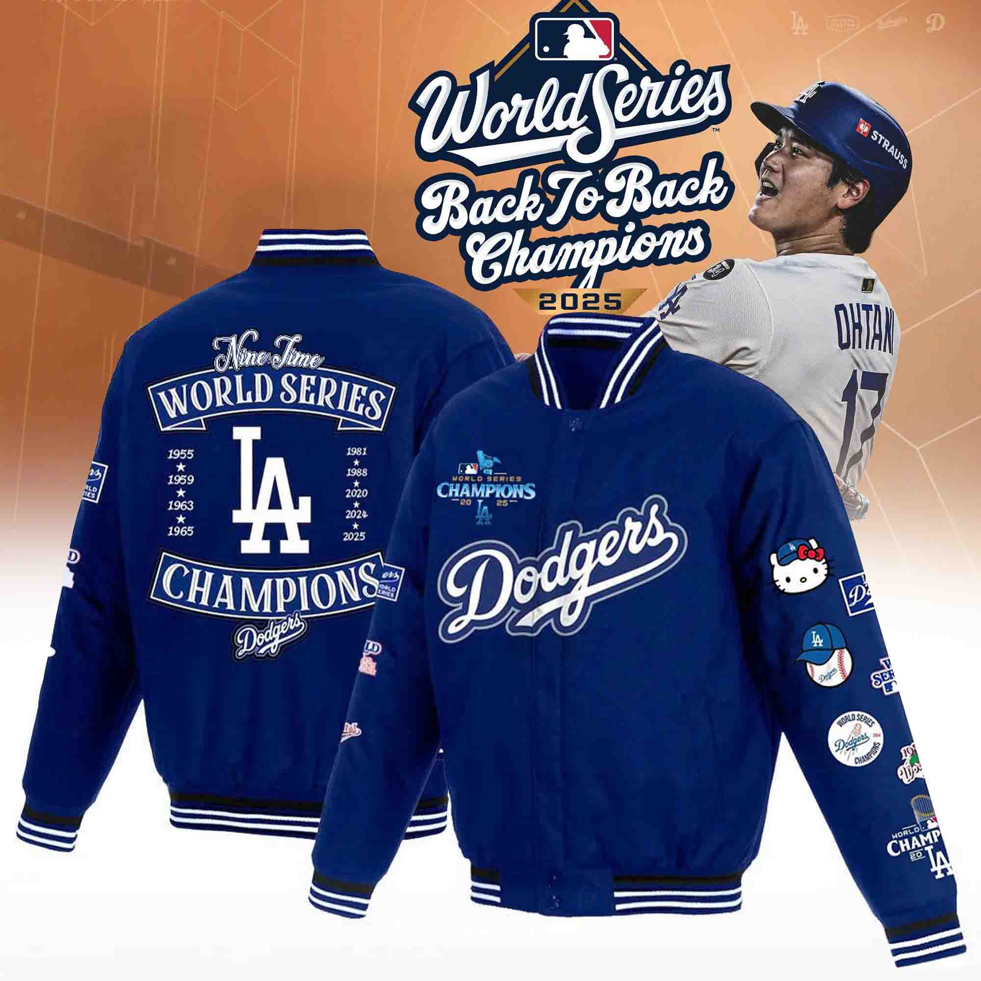 Los Angeles Dodgers Back To Back Champions Jacket 2025 LA Dodgers World Series Merch For Fans-1