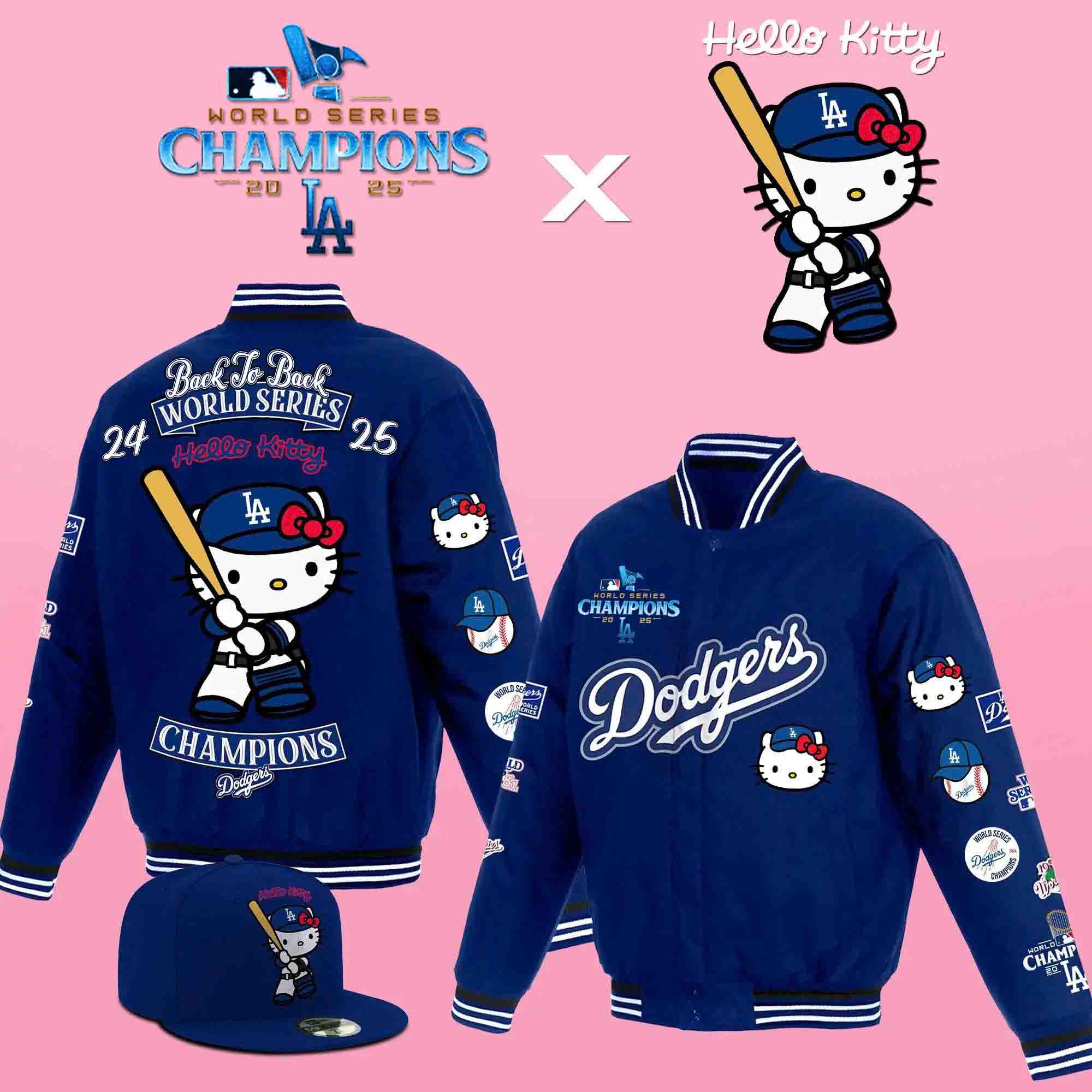 Los Angeles Dodgers Back To Back Champions Jacket Hello Kitty x Dodgers World Series Merch 2025-1