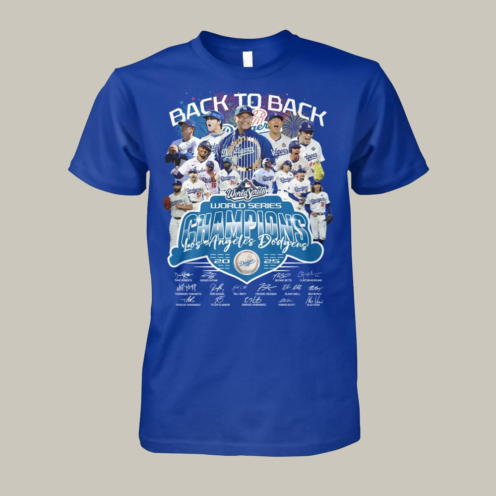 Los Angeles Dodgers Back To Back T-Shirt Dodger World Series Merch Best Gifts For Men-1