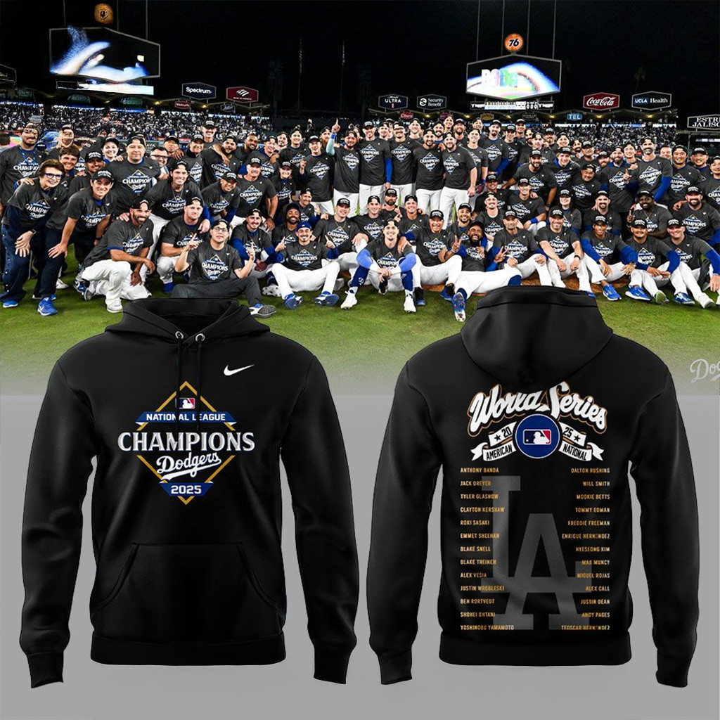 Los Angeles Dodgers Back to Back National League Champions 2025 Hoodie Dodgers Merch Fans Gift-1