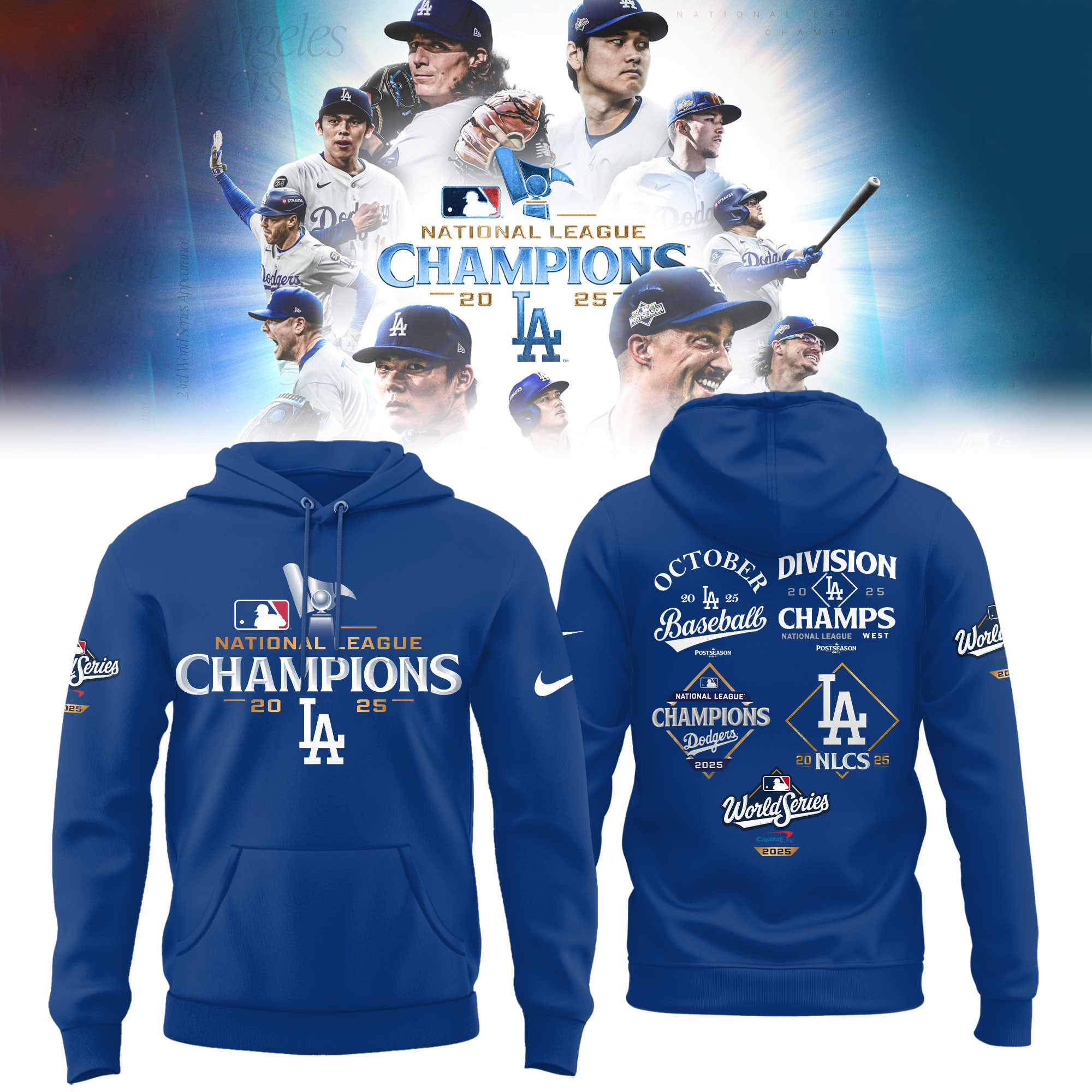 Los Angeles Dodgers Division Champs 2025 Hoodie October Baseball Dodgers Gift For Dad-1