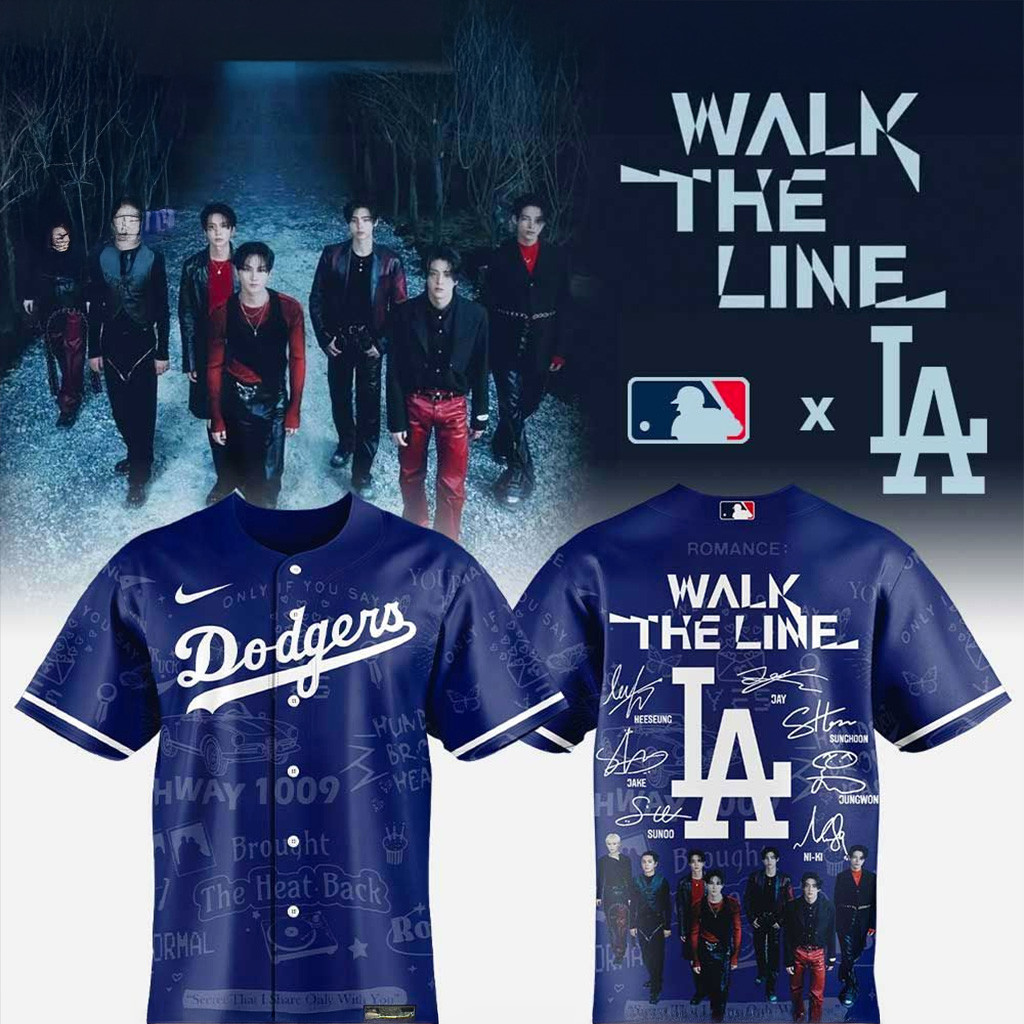 Los Angeles Dodgers Enhypen Walk The Line Signature Jersey Dodgers Merch Gifts For Fans-1
