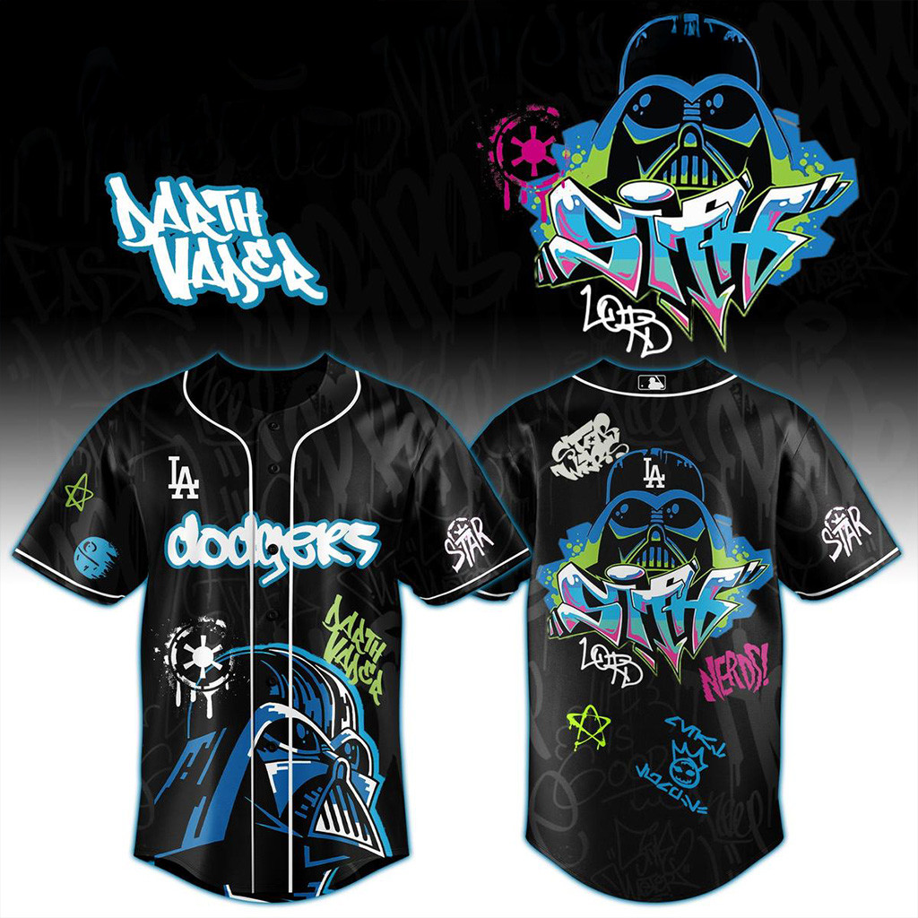 Los Angeles Dodgers Graffiti Darth Vader 2025 Jersey Dodgers Merch Gifts For Father-1