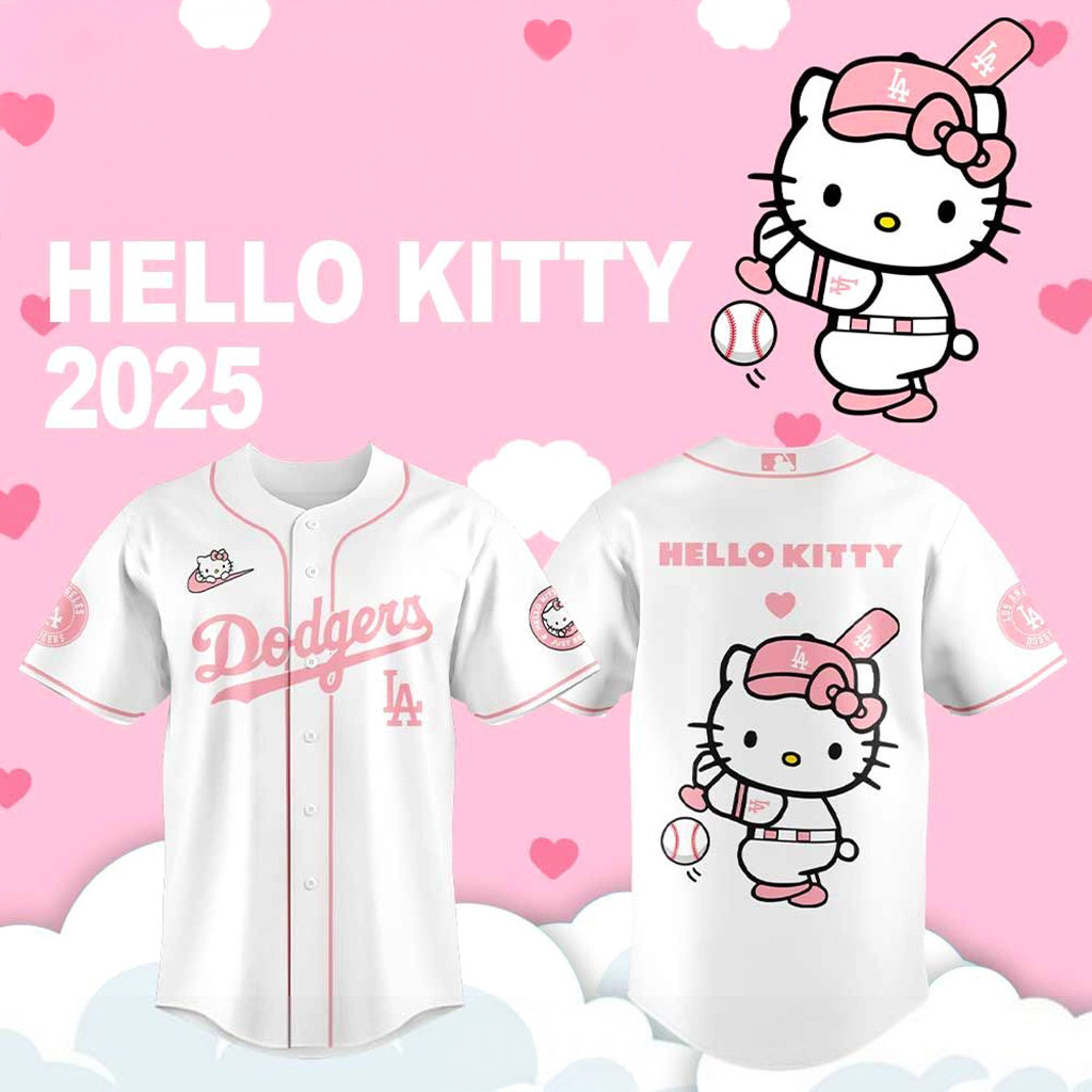 Los Angeles Dodgers Hello Kitty 2025 White Jersey Los Angeles Dodgers Merch Gifts For Wife-1