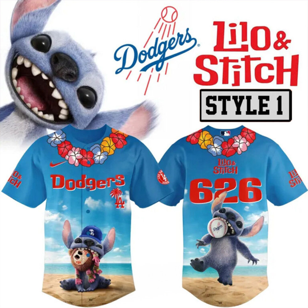 Los Angeles Dodgers Lilo And Stitch 626 Baseball Jersey Best Gifts For Baseball Fans-1