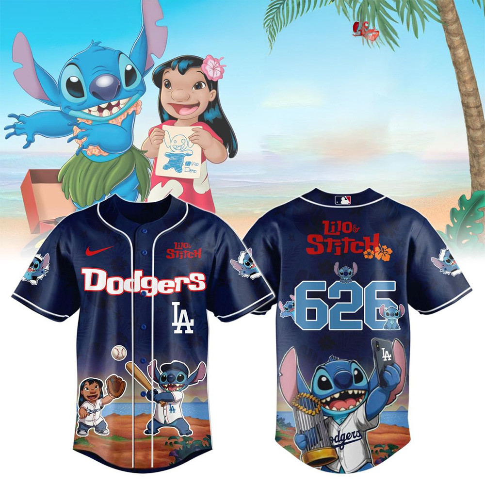 Los Angeles Dodgers Lilo And Stitch 626 Baseball Jersey Los Angeles Dodgers Merch Dad Gifts-1