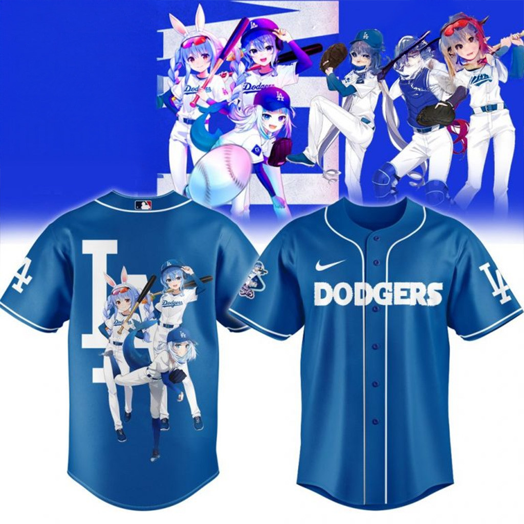 Los Angeles Dodgers MLB x Hololive Night 2025 Blue Baseball Jersey MLB Merch Fans Gifts-1