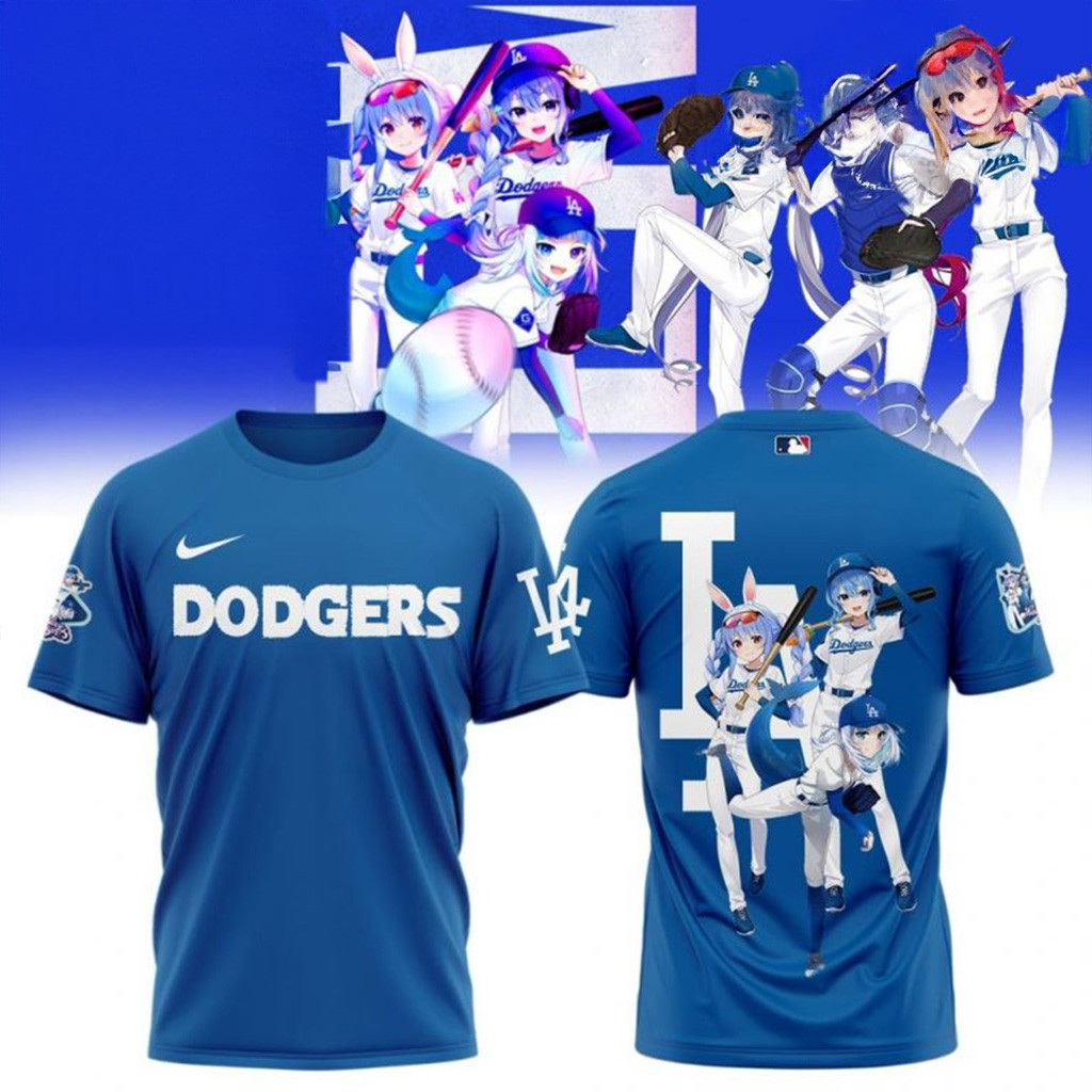 Los Angeles Dodgers MLB x Hololive Night 2025 Blue Shirt MLB Merch Gifts For Fans-1